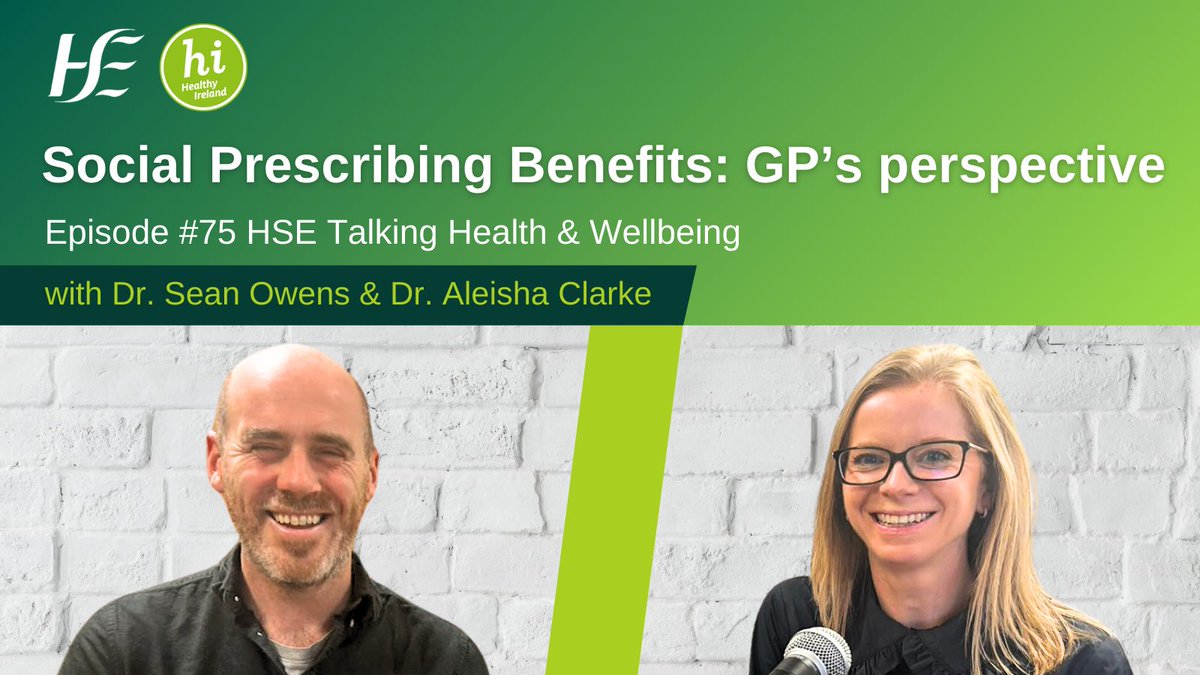 This week’s HSE #TalkingHealthandWellbeing #Podcast is all about social prescribing. We learn that this holistic approach to care considers the whole person and can have a range of positive outcomes, including improvements in mental wellbeing, physical health and health