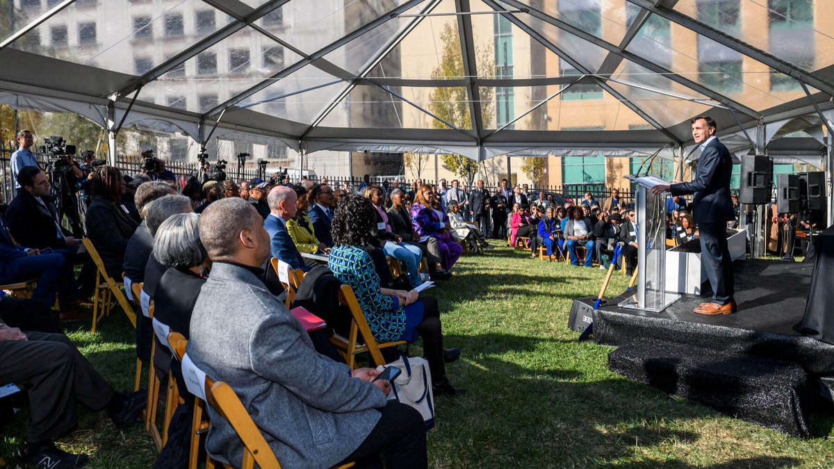 Johns Hopkins University President Ron Daniels addresses attendees at the groundbreaking celebration.