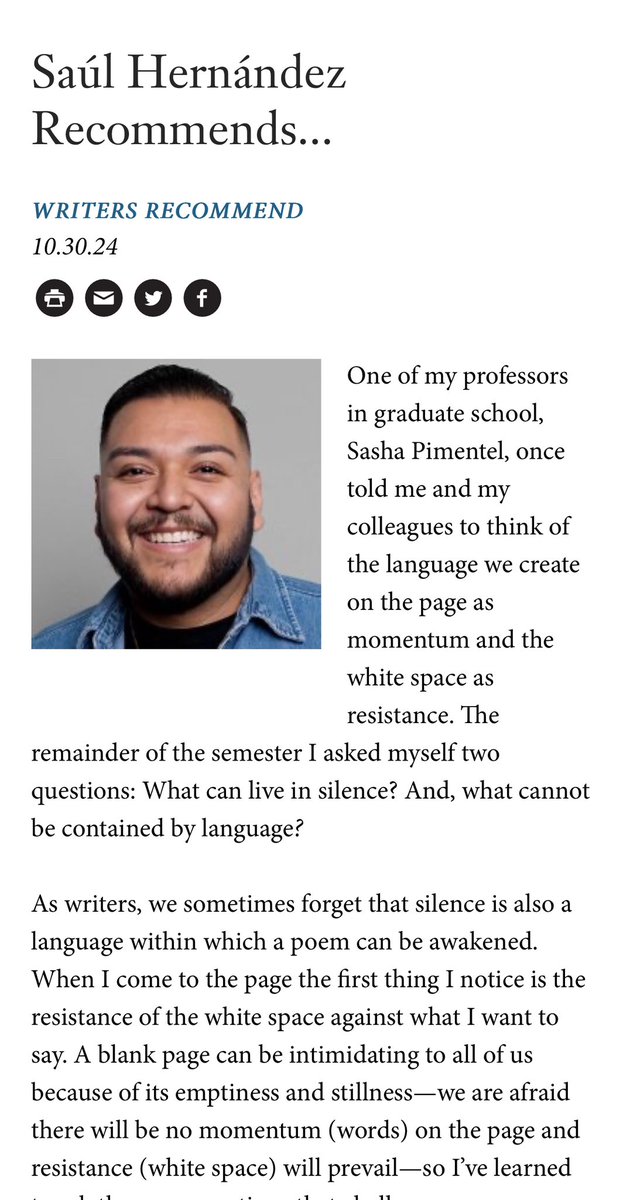 With all this grief surrounding me (us), I forget to stay in the present. Today I’m celebrating two wins! 1) I’m on the landing page of <a href="/poetswritersinc/">Poets & Writers</a> for their Writers Recommend Series. 2) I have two new poems published at <a href="/AmPoetryReview/">The American Poetry Review</a>.