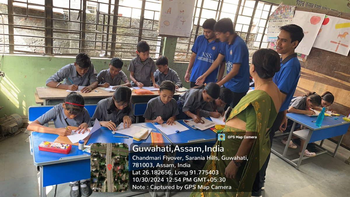 NSS_GCC's tweet photo. GCC NSS volunteers promote unity through art! Drawing competition at Bamunimaidam Govt. Jr. Basic School ahead of Rashtriya Ekta Diwas #RashtriyaEktaDiwas #NSS #UnityInDiversity @gccnss2
@mybharatgov
@nss_rdguwahati @YASMinistry @GUCampusNSSUnit @_NSSIndia https://t.co/pQtfer5BQX