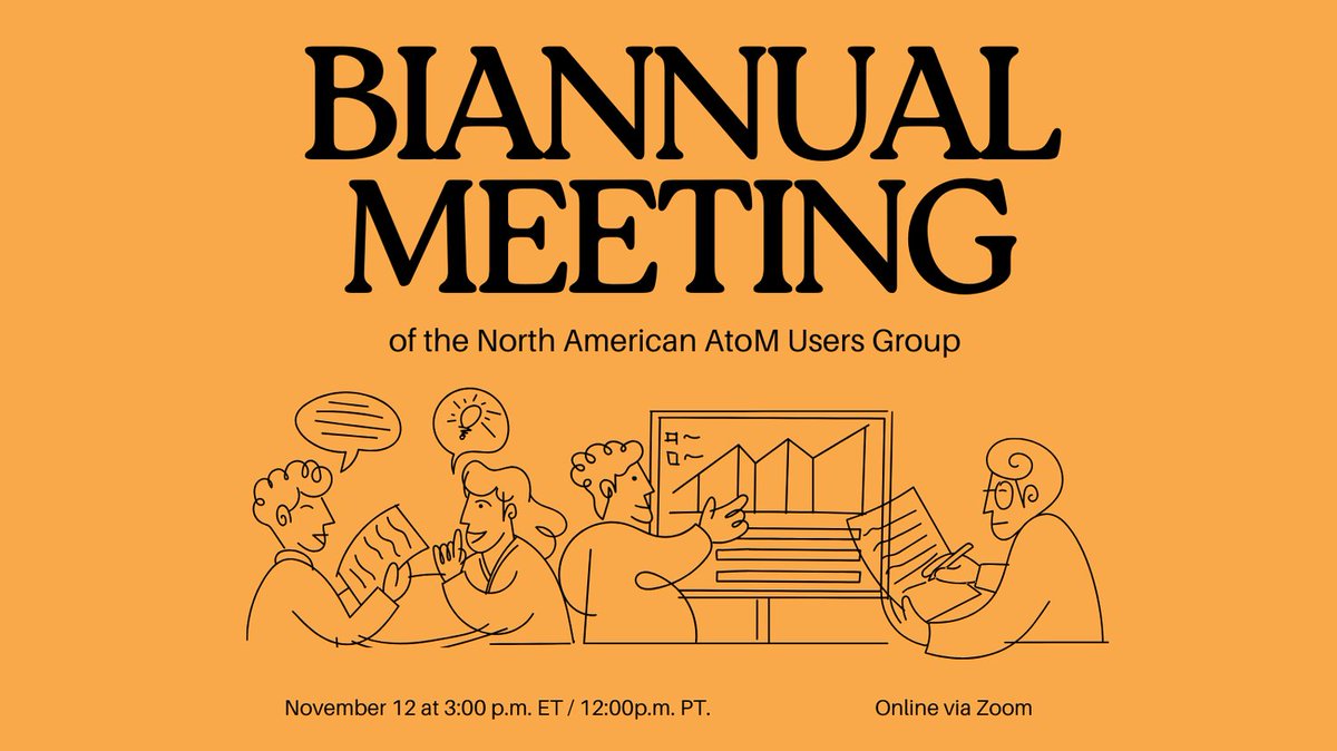 The biannual meeting of the North American AtoM Users Group will take place on Tuesday, November 12 at 3:00 p.m. ET / 12:00p.m. PT.

More details and registration is available via Zoom: us06web.zoom.us/meeting/regist…