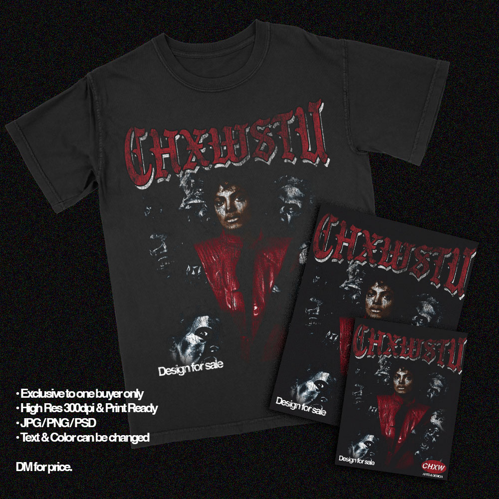 chxwarts's tweet photo. MJ thriller vintage design
• Exclusive to one buyer only
• High Res 300dpi &amp; Print Ready
• JPG / PNG / PSD
• Text &amp; Color can be changed
DM for price.
#designforsale #hallowenstyle #hallowen #vintageclothing #streetweardesign #fashiondesigner #mjthriller #thriller https://t.co/hxXzTS2Sov
