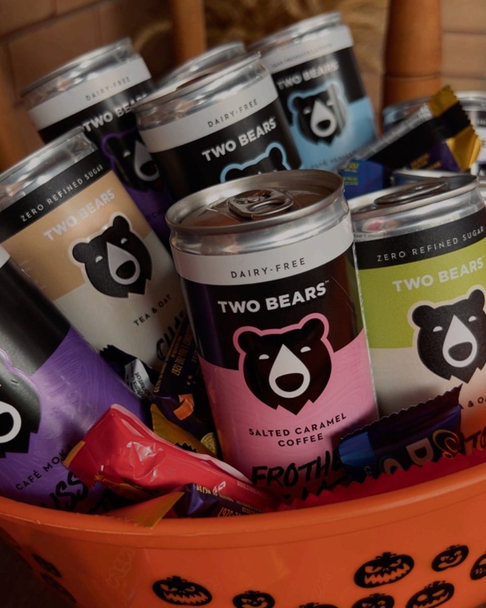 2BearsCoffee's tweet photo. 🎃 Trick or Treat, Coffee Lovers! Who needs candy when you have canned coffee? 🍭
 
What would you grab first? 👇 
☕ Salted Caramel Oat Latte
☕ Black Flash Brew
☕ Vanilla Latte

Tag a friend who'd love a spooky sip! 🎃 #TwoBearsCoffee #HalloweenTreats #NoTricks https://t.co/uVwotlEJRK