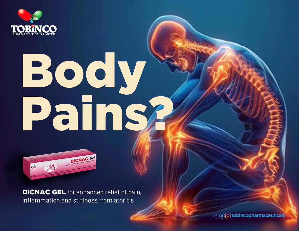 Tobincopharmacy's tweet photo. Happy Midweek!
Body Pains? #DICNAC GEL will give you enhanced relief of pain, inflammation and stiffness from arthritis.
#NSMQFinals #Tobinco #Bodypains #dicnacgel #Analgesic #akuadonkor https://t.co/5HpfQJUV9s