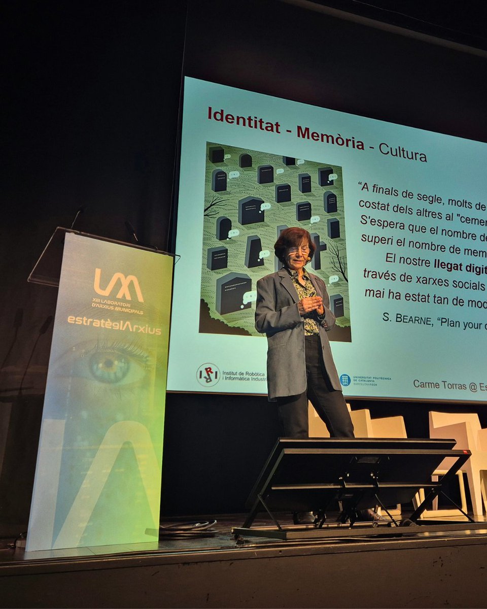 🔛 Comencen les sessions de tarda del 13è Laboratori d'Arxius Municipals #13LAM!

Parlem sobre "Intel·ligència Artificial en la gestió de la identitat i la memòria".

🗣️ Amb Carme Torras Genís (<a href="/IRI_robotics/">IRI-Institut de Robòtica i Informàtica Industrial</a> de <a href="/la_UPC/">Universitat Politècnica de Catalunya (UPC)</a>)

<a href="/CarmeTorras_ROB/">Carme Torras</a>