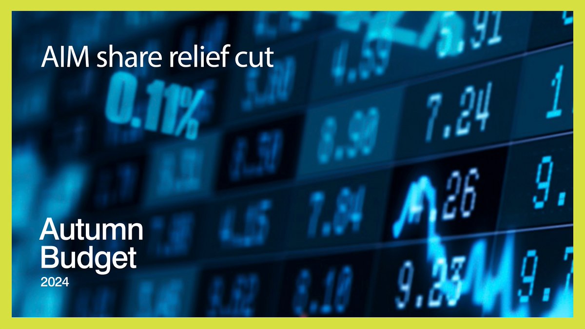 MAPartnersUK's tweet photo. 50% relief from inheritance tax for shares held on the Alternative Investment Market (AIM), setting the effective tax rate at 20%

#AutumnBudget https://t.co/btVJNFrGIj