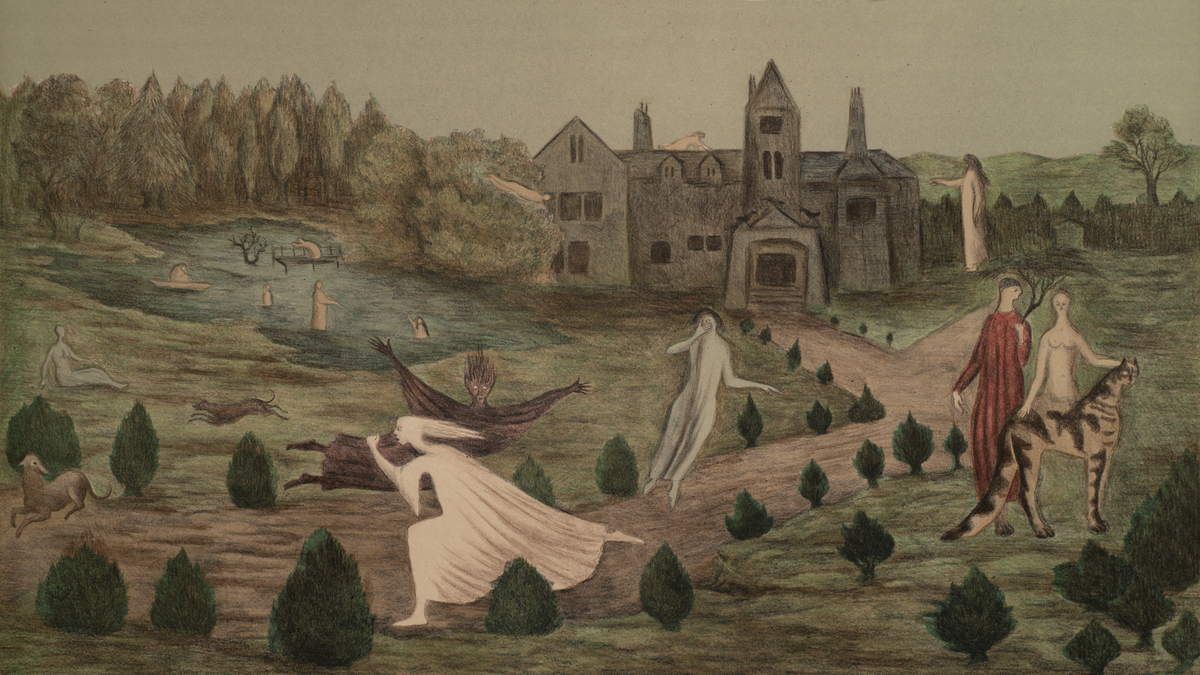 WomenInTheArts's tweet photo. Happy spooky season! Please enjoy this print by Leonora Carrington. 👻 

Through her artwork, Carrington often explored notions of femininity in the whimsical, dreamlike style of Surrealism. 

Learn more: https://t.co/JTXVoJUFae https://t.co/7lNrMj33Wi