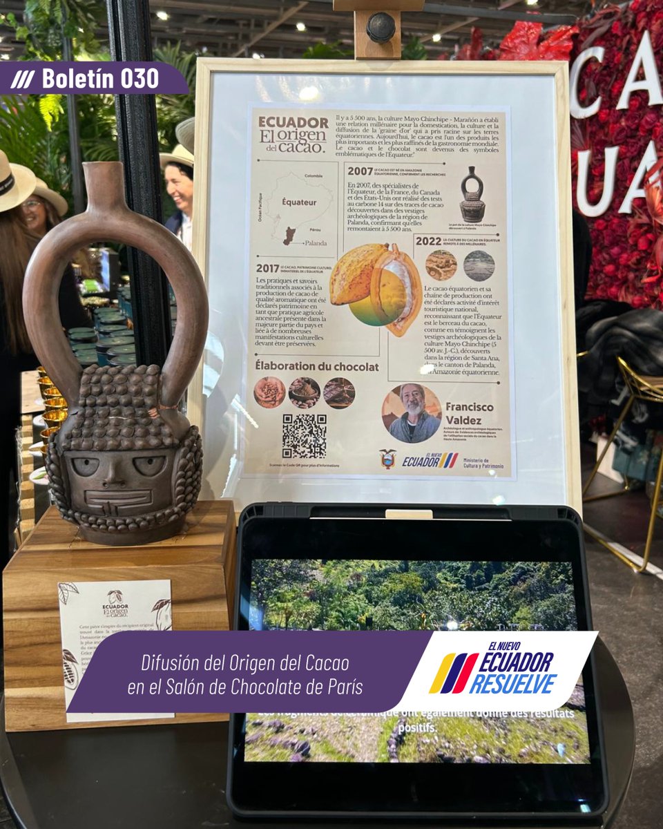 ¡Ecuador brilla en el Salon du Chocolat de París! 😋🍫🇫🇷

Del 30 de octubre al 3 de noviembre, nuestras marcas nacionales de chocolate, como Kamm, Leyenda, Mindo y Yumbos, junto a <a href="/Cultura_Ec/">Ministerio de Cultura y Patrimonio 🇪🇨</a> , presentan en el stand “Casa Ecuador” el Origen del Cacao, con una réplica de la