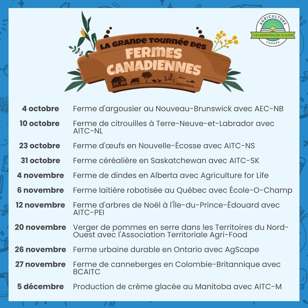 aitcsk's tweet photo. You can still join in the FUN and LEARNING of The Great Canadian Farm Tour!
FREE virtual tours coming up! Learn more/Sign up at:
https://t.co/atJfG0TBmS
@AITCCanada
#AITCSK #GCFT #GCFT4 #CdnAg #AgEducation #WhereFoodComesFrom https://t.co/sRS0ppALLr
