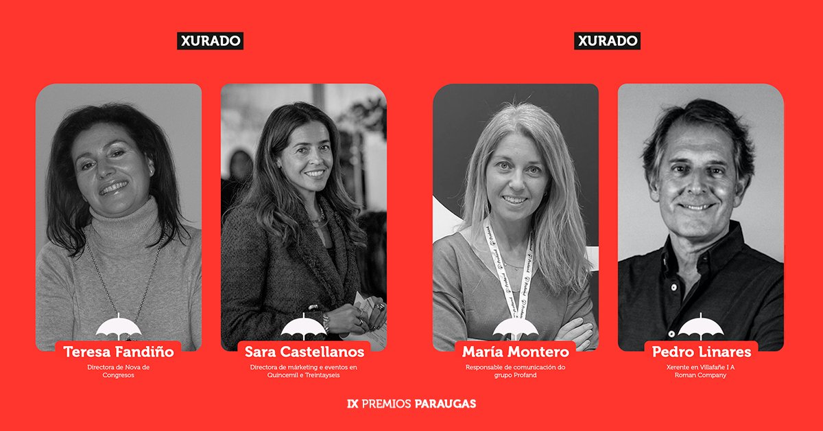 📋Tamén están presentes neste xurado único os profesionais #NuriaCasal, #EnriqueAnta,  #MaríaLozano, #NuriaCarballo, #SergioCouto, #CristinaBello, #CarlosÁlvarez, #SantiagoRomero, #TeresaFandiño, #SaraCastellanos, #MaríaMontero e  #PedroLinares.

#XuradoPremiosParaugas