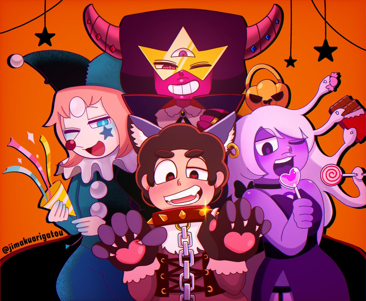 jimakuarigatou's tweet photo. ✨🎃Trick or Treat🎃✨

#stevenuniversefanart #StevenUniverse #SUfanart #illustration #art #スティーブンユニバース #イラスト #アート  #ハロウィン #ハロウィンイラスト2024 #Halloween https://t.co/kWwif0AoTI