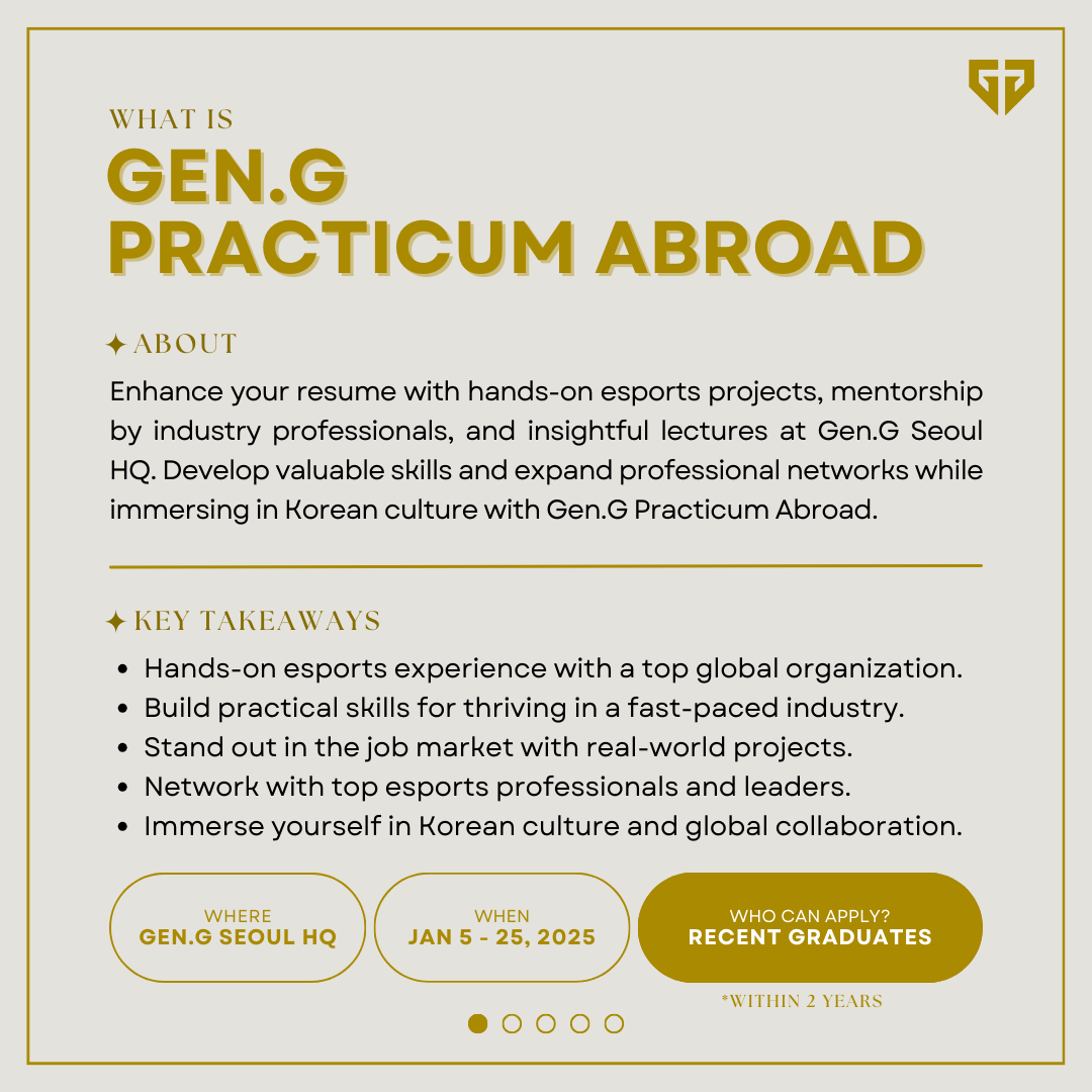 GenG's tweet photo. [APPLY NOW] 2025 Gen.G Practicum Abroad: New Year in Seoul ✈️🎓

🗣️CALLING RECENT COLLEGE GRADS (of 1-2 years)‼️

Due to the high demand for the 2024 Gen.G Practicum Abroad: Holidays in Seoul, we're excited to announce our SECOND Cohort to join us in Seoul (JAN 5-25)! 

Find more information & apply HERE by NOV 22 ⬇️
🇰🇷 https://t.co/toggn11qYL

We can't wait to have you aboard 🐯✨

#GGA #TIGERNATION