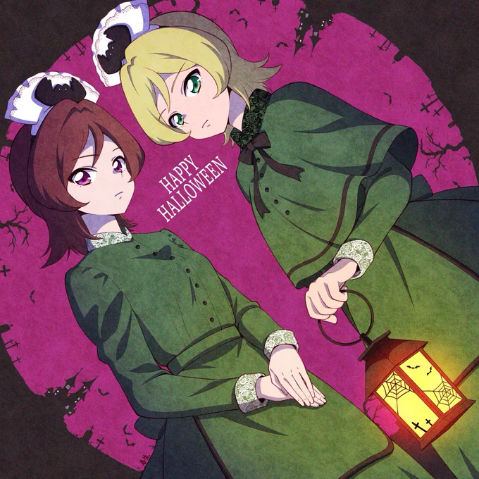 ハロウィンだーーってことで有莉ちゃん先輩とユーリちゃんのユニット『ゆりゆり』で幽霊マンションのメイドさんの仮装ですアトラクションも楽しいしキャストさんの衣装も素敵で好きなんだ〜#aikatsu #アイカツスターズ #Halloween 