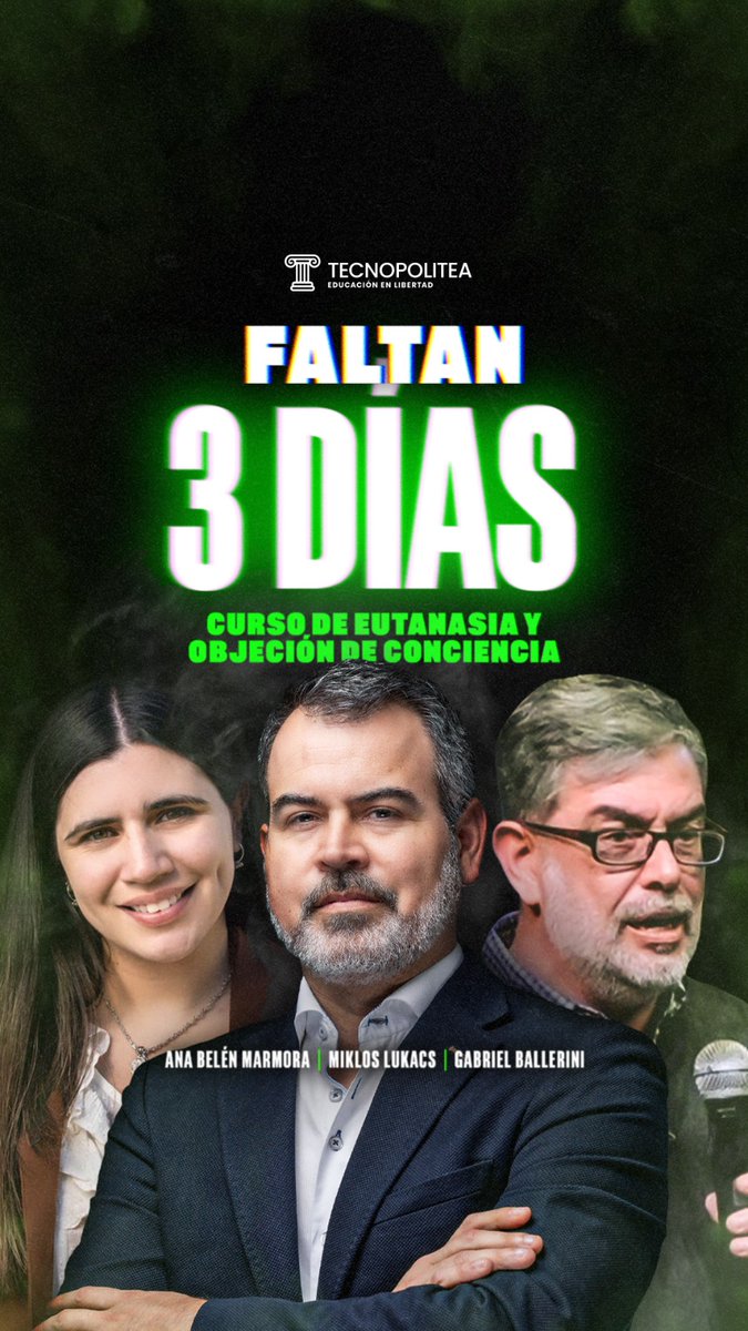 Tecnopolitea (@tecnopolitea) on Twitter photo Faltan solo 3 días para que inicie el nuevo curso sobre eutanasia y objeción de conciencia junto a <a href="/mlukacs/">Miklos Lukacs</a>, <a href="/AnaBelenMarmora/">Ana Marmora</a> y <a href="/BalleriniOK/">Gabriel Ballerini</a>.
¡No te quedes fuera! Inscríbete en tecnopolitea.com/store Faltan solo 3 días para que inicie el nuevo curso sobre eutanasia y objeción de conciencia junto a <a href="/mlukacs/">Miklos Lukacs</a>, <a href="/AnaBelenMarmora/">Ana Marmora</a> y <a href="/BalleriniOK/">Gabriel Ballerini</a>.
¡No te quedes fuera! Inscríbete en tecnopolitea.com/store