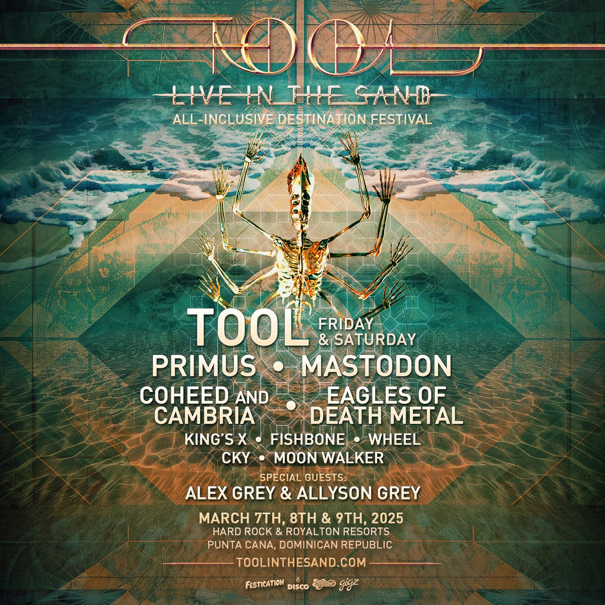 Festication's tweet photo. .@toolinthesand all-inclusive resort packages are ON SALE NOW ⏳🌊 Payment plans are available with deposits as low as 10%. 

Packages include a luxury resort room, all-inclusive food & drink (alcohol included), round trip airport transport & access to 3-days of music featuring two TOOL sets on Friday & Saturday night 🌴☠️ 

Buy Package: https://t.co/h9vzF3ch08