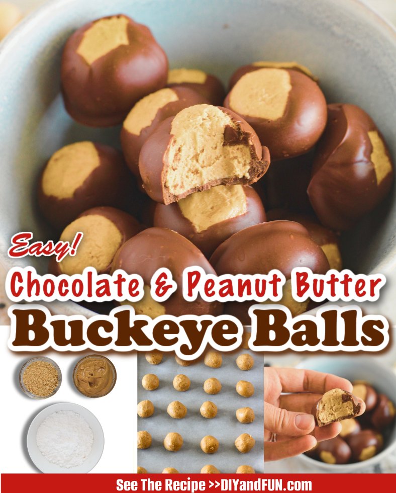These Chocolate Peanut Butter Buckeye Balls are delicious bite sized candy-like treats that can be put together in about a half hour. These decadent no-bake treats are sure to please.
Read more at: diyandfun.com/chocolate-pean…