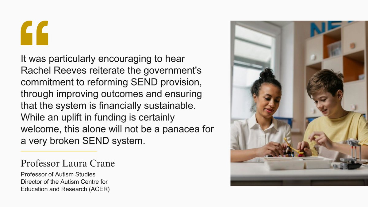 College of Social Sciences (@coss_birmingham) on Twitter photo <a href="/Dobbins69Tony/">Tony Dobbins</a> <a href="/CityREDI/">City-REDI</a> Budget 2024: SEND funding is welcome but it will not be enough on its own.
Prof. Laura Crane (<a href="/LauraMayCrane/">Laura Crane</a>) reacts to the increase in spending for SEND announced in the Budget: birmingham.ac.uk/news/2024/budg… <a href="/Dobbins69Tony/">Tony Dobbins</a> <a href="/CityREDI/">City-REDI</a> Budget 2024: SEND funding is welcome but it will not be enough on its own.
Prof. Laura Crane (<a href="/LauraMayCrane/">Laura Crane</a>) reacts to the increase in spending for SEND announced in the Budget: birmingham.ac.uk/news/2024/budg…