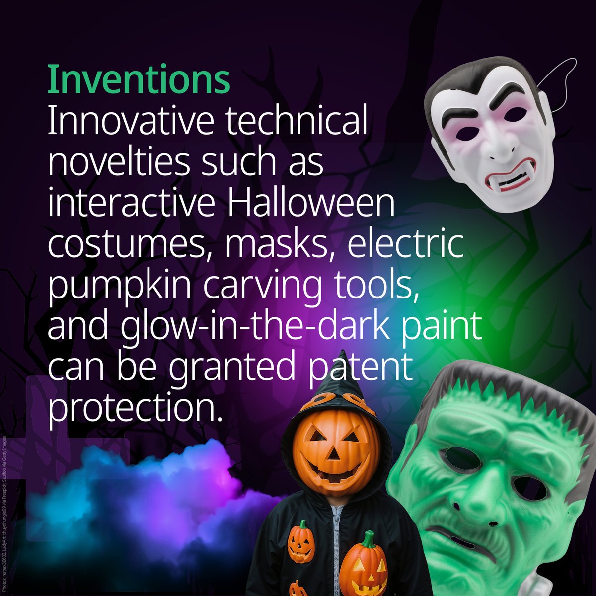 WIPO's tweet photo. 🎃🦇👻Happy #Halloween🧟‍♀️🧛‍♀️💀

Do you know how much intellectual property there is in this spooky celebration?

Take a look🔽

#CreepyIP