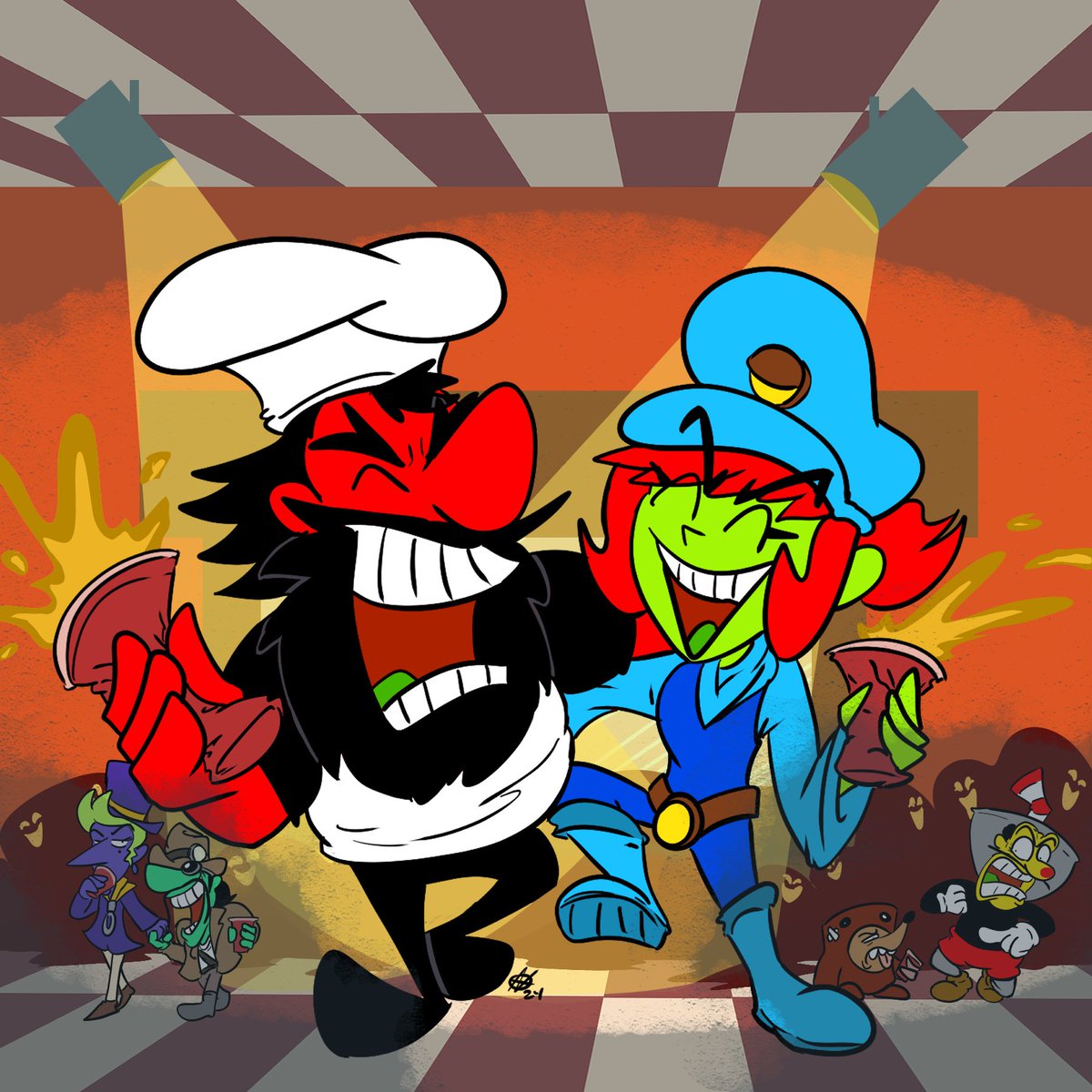 zandroworks's tweet photo. Antober Day 30: Costume Party
Before Spooky Season ends, the Dynamite Duo party 'til Brulo's tap runs dry.
All but the costumes belong to @Summitsphere
#Antober #Antonblast #dynamiteanton #dynamiteannie #brulo #bebo #ninasmell #dantonsmall #fanart #halloweenparty #indiegame https://t.co/wOqLRxA4kE