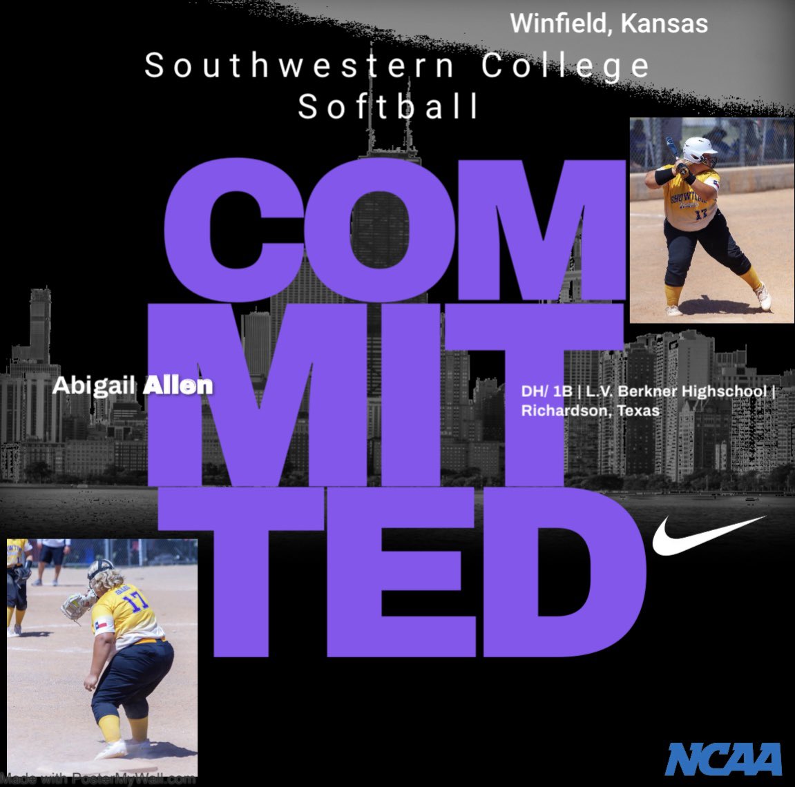 I will be signing to southwestern college Nov.8 at 3:30 at the Berkner softball field. Anyone is welcome to attend. 
<a href="/BerknerSoftball/">Berkner Softball</a> <a href="/BuildersSB/">Builder Softball</a> <a href="/CoachNine7/">Trey Bryant</a>