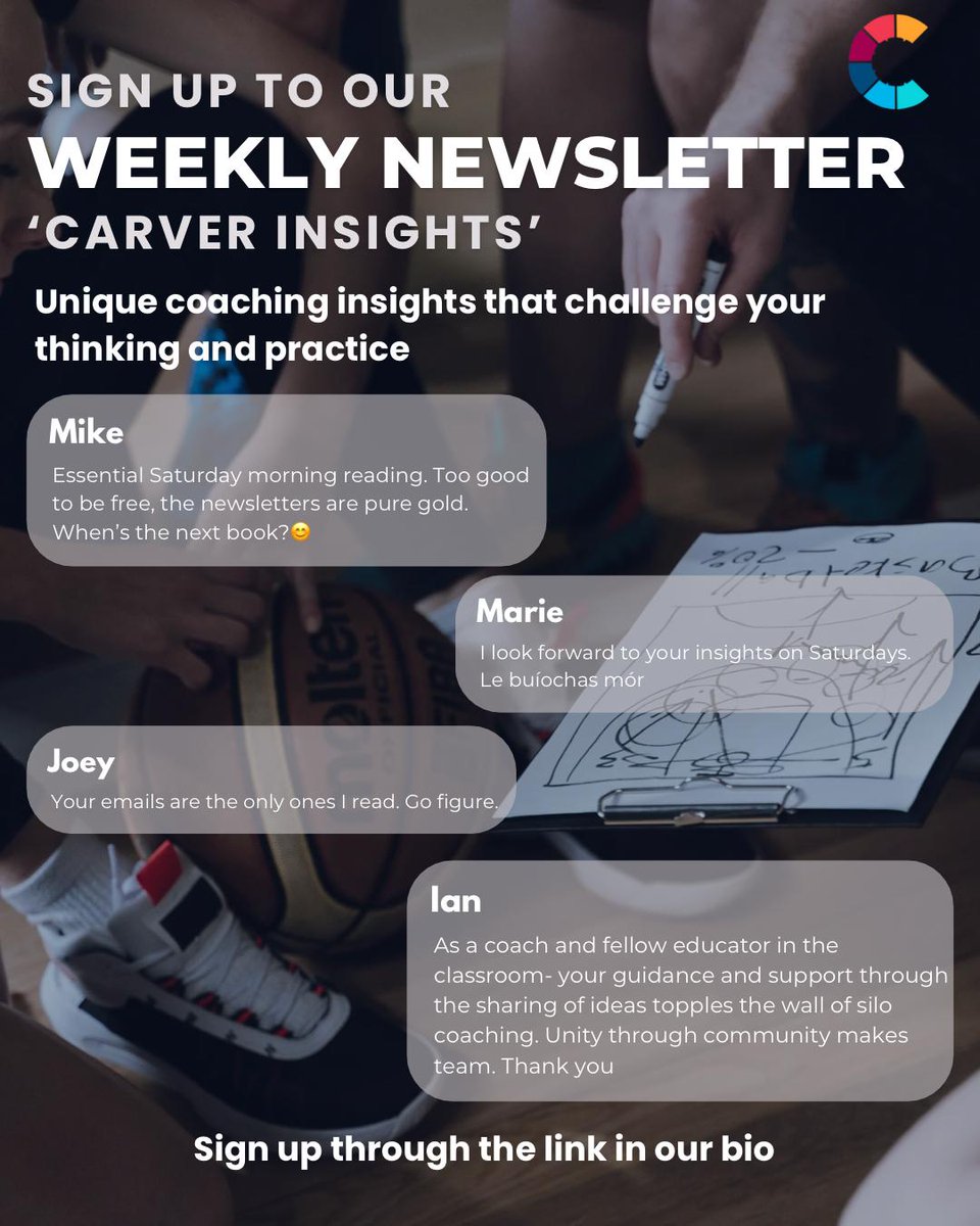 Season 3 of our CARVER Insights Newsletter starts this Saturday...

I believe it is a worthwhile read for any coach...

You can sign up here:

carvercoachingframework.com/newsletter/