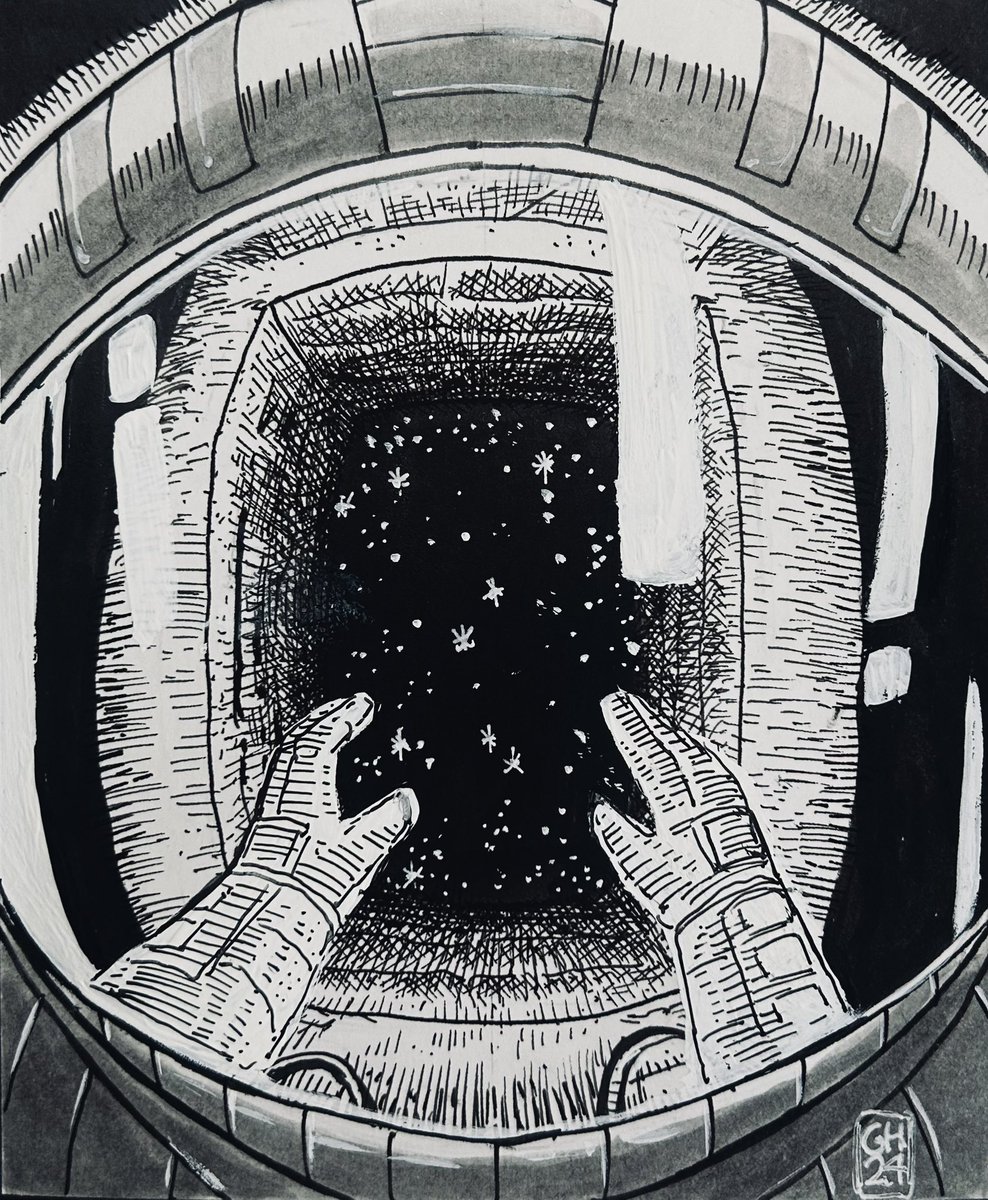 gabrielcomic's tweet photo. “So here I am. The end of the line, and I can almost hear violins playing softly, as if the universe is acknowledging my journey. No regrets, no complaints—just a tear from my heart for all the dreams that slipped through my fingers.”#inktober #inktober2024 https://t.co/OyvdUDFRNp