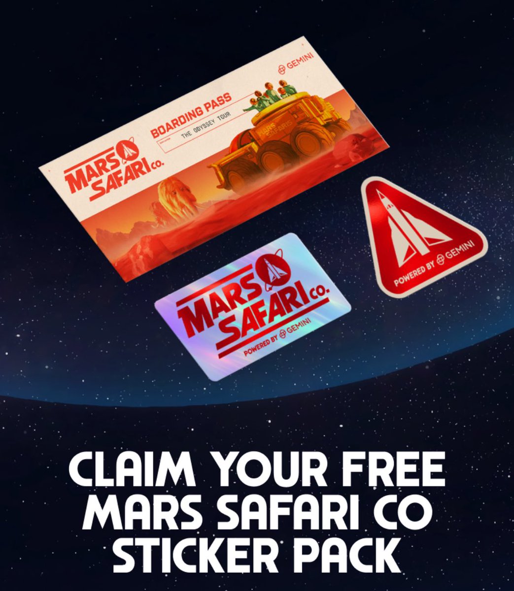 Also, our friends at @Gemini are letting our readers claim free merch for  their Mars Safari Co. campaign! Make sure to check out the form here to  claim: https://t.co/hwuFwsNzHb