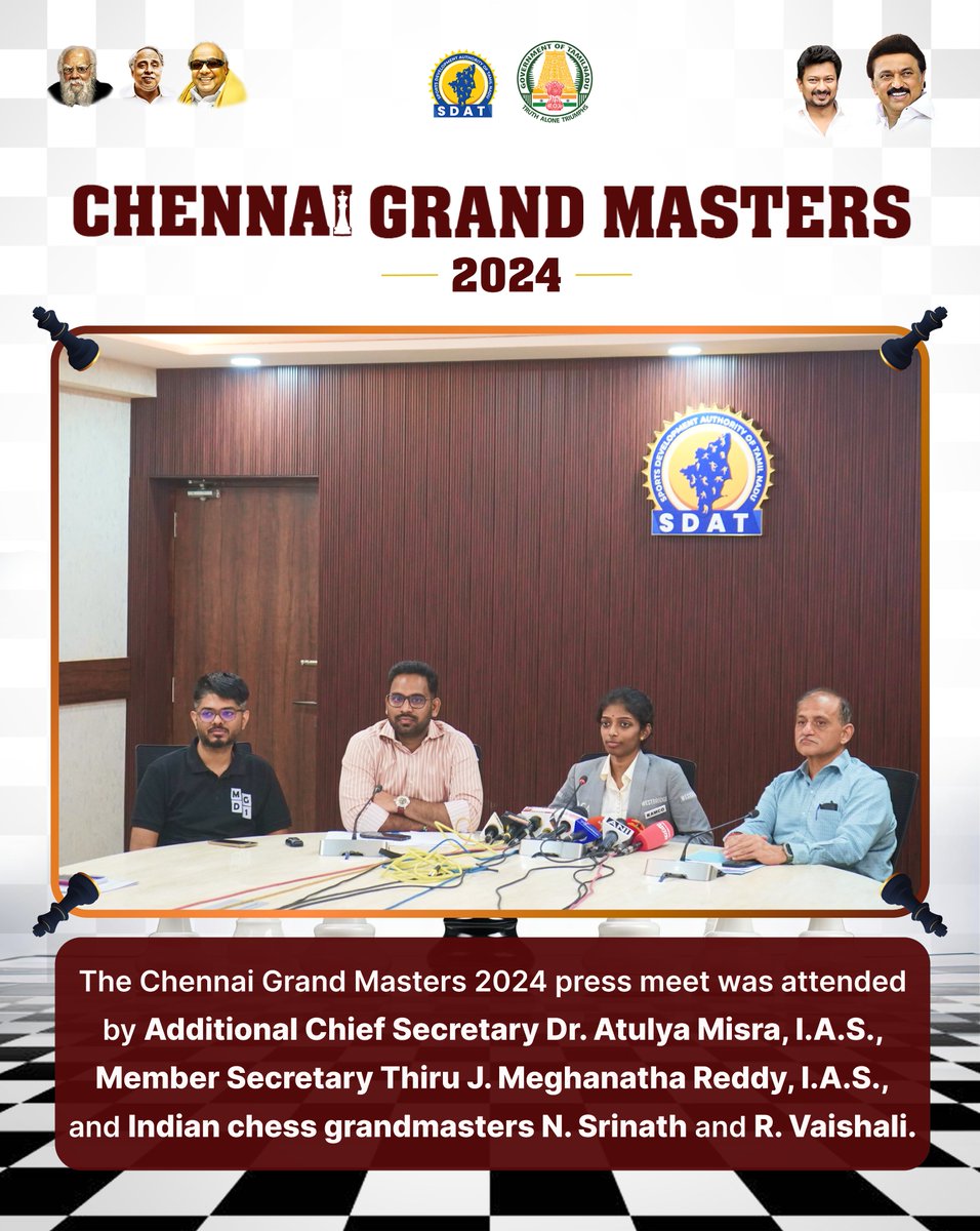Sports Tamil Nadu (@sportstn_) on Twitter photo Today’s press meet provided key insights on the upcoming Chennai Grand Masters 2024.
.
.
#Chennaigrandmasters #SDAT #SportsTN
<a href="/CMOTamilnadu/">CMOTamilNadu</a> <a href="/Udhaystalin/">Udhay</a> <a href="/TNDIPRNEWS/">TN DIPR</a> <a href="/ChessbaseIndia/">ChessBase India</a> <a href="/mgd1_esports/">MGD1</a> <a href="/Chennai_GM/">Quantbox Chennai Grand Masters</a> Today’s press meet provided key insights on the upcoming Chennai Grand Masters 2024.
.
.
#Chennaigrandmasters #SDAT #SportsTN
<a href="/CMOTamilnadu/">CMOTamilNadu</a> <a href="/Udhaystalin/">Udhay</a> <a href="/TNDIPRNEWS/">TN DIPR</a> <a href="/ChessbaseIndia/">ChessBase India</a> <a href="/mgd1_esports/">MGD1</a> <a href="/Chennai_GM/">Quantbox Chennai Grand Masters</a>