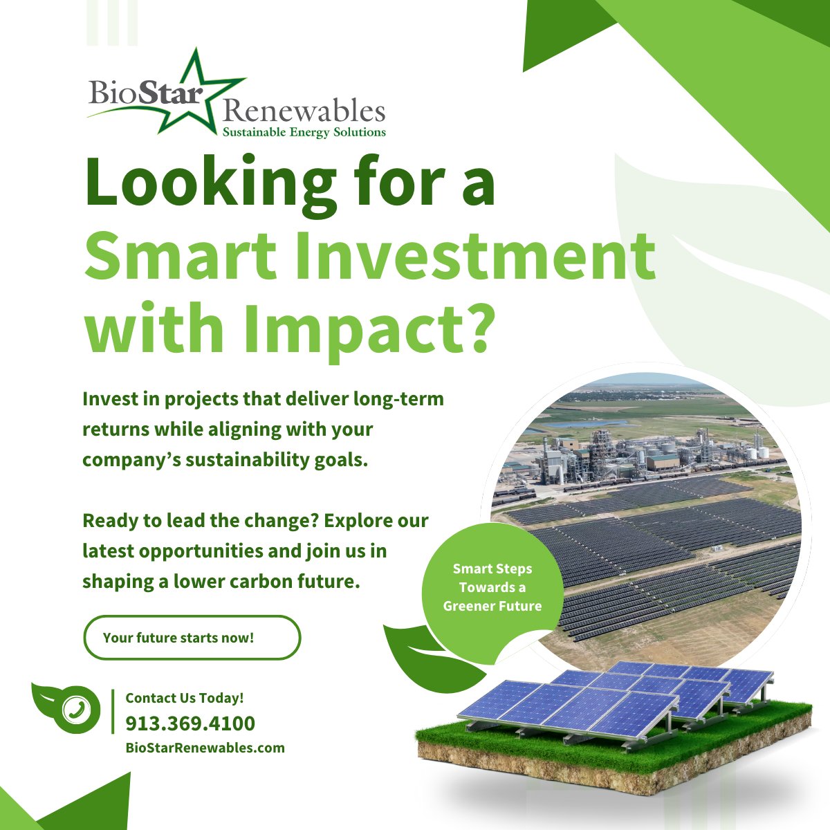 BioStarRenewabl's tweet photo. 🔋 Looking for a smart investment? 💡 BioStar’s renewable energy projects offer stability, growth, and a positive environmental impact. Join us in building a lower carbon future! 🌱✨

#RenewableEnergy #SmartInvestments #Sustainability #ImpactInvesting https://t.co/OFPcLJNHCj