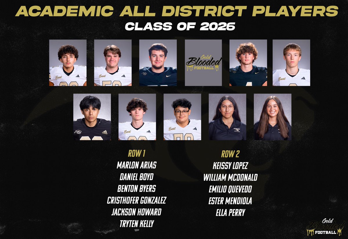 PlanoEastFB's tweet photo. Check out our #GoldBlooded Academic All District Players! Taking care of business in the classroom! 

#GBH https://t.co/OCpx4g7OWt