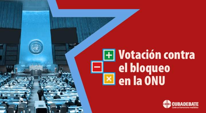 osmelitovargas's tweet photo. El mundo condena 👎 el bloqueo contra #Cuba🇨🇺 Hoy 30 de octubre, la Asamblea General de las Naciones Unidas por trigésima segunda ocasión, continuará debatiendo sobre la necesidad de poner fin al bloqueo de EEUU contra #Cuba🇨🇺 #SiempreConCuba #TumbaElBloqueo #MejorSinBloqueo https://t.co/XNWRPIw66T