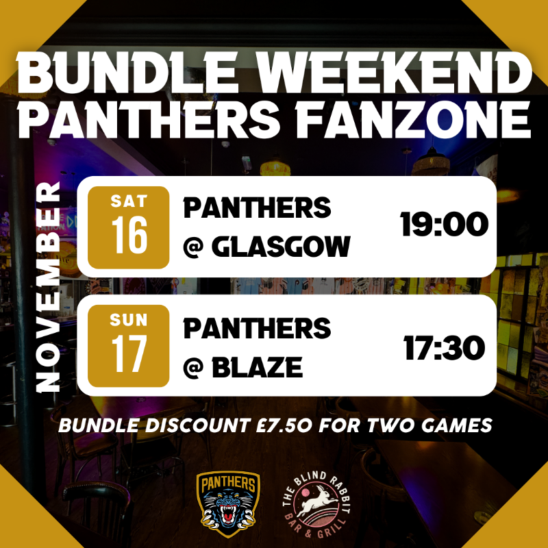 PanthersIHC's tweet photo. Bundle weekend discount at the Panthers Fanzone! 2️⃣🏒📺

This weekend the Panthers are on the road! So, #PanthersNation will be at @blindrabbitnott 🎉
