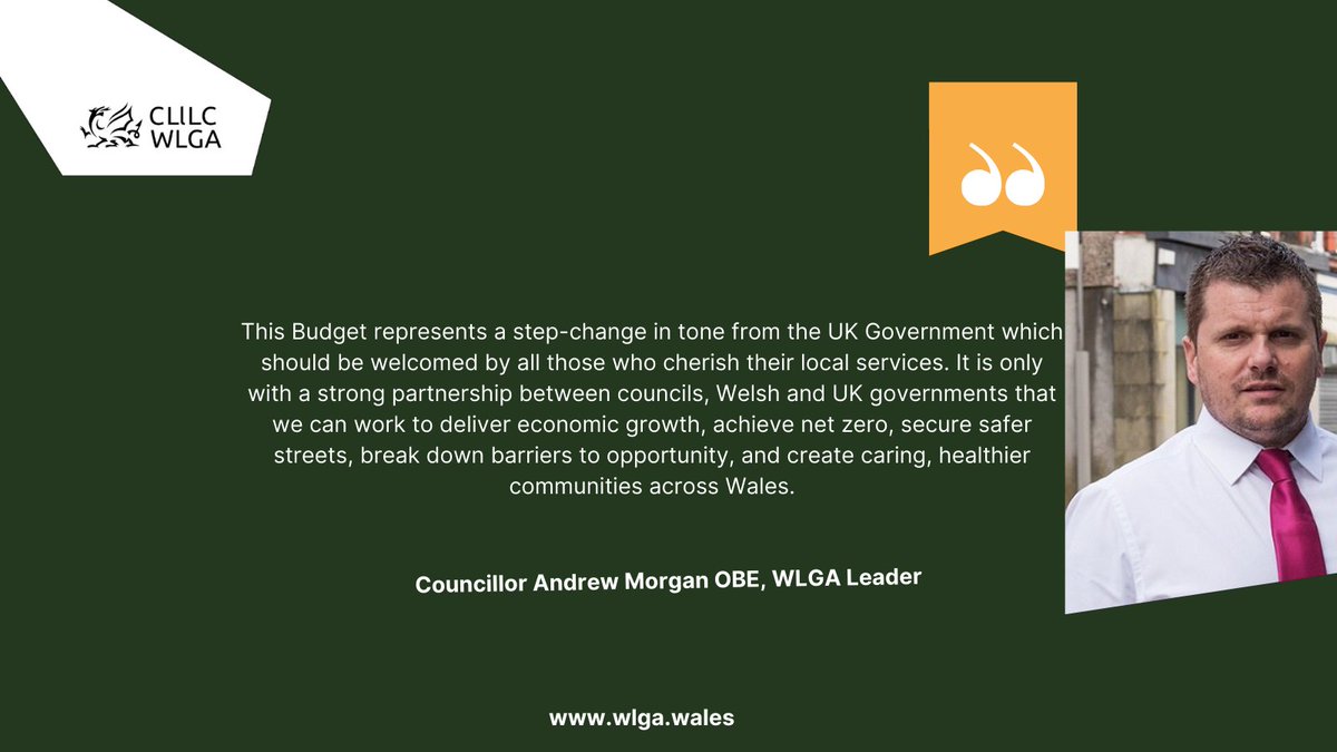 WLGA (@welshlga) on Twitter photo “The Chancellor has delivered a Budget designed to ‘fix the foundations’ of the UK economy set against a challenging financial landscape. After over a decade of austerity, council-run local services are creaking at the seams."
<a href="/AndrewMorganRCT/">Cllr Andrew Morgan OBE</a>
#WLGA #UKBudget #localgovernment “The Chancellor has delivered a Budget designed to ‘fix the foundations’ of the UK economy set against a challenging financial landscape. After over a decade of austerity, council-run local services are creaking at the seams."
<a href="/AndrewMorganRCT/">Cllr Andrew Morgan OBE</a>
#WLGA #UKBudget #localgovernment