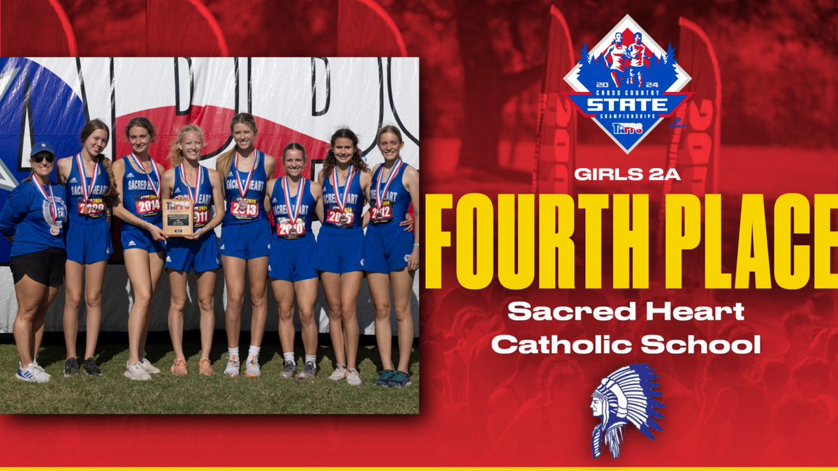 Congratulations to Sacred Heart Catholic School, your TAPPS 2024 Cross Country 2A Girls 4th Place State Team!!