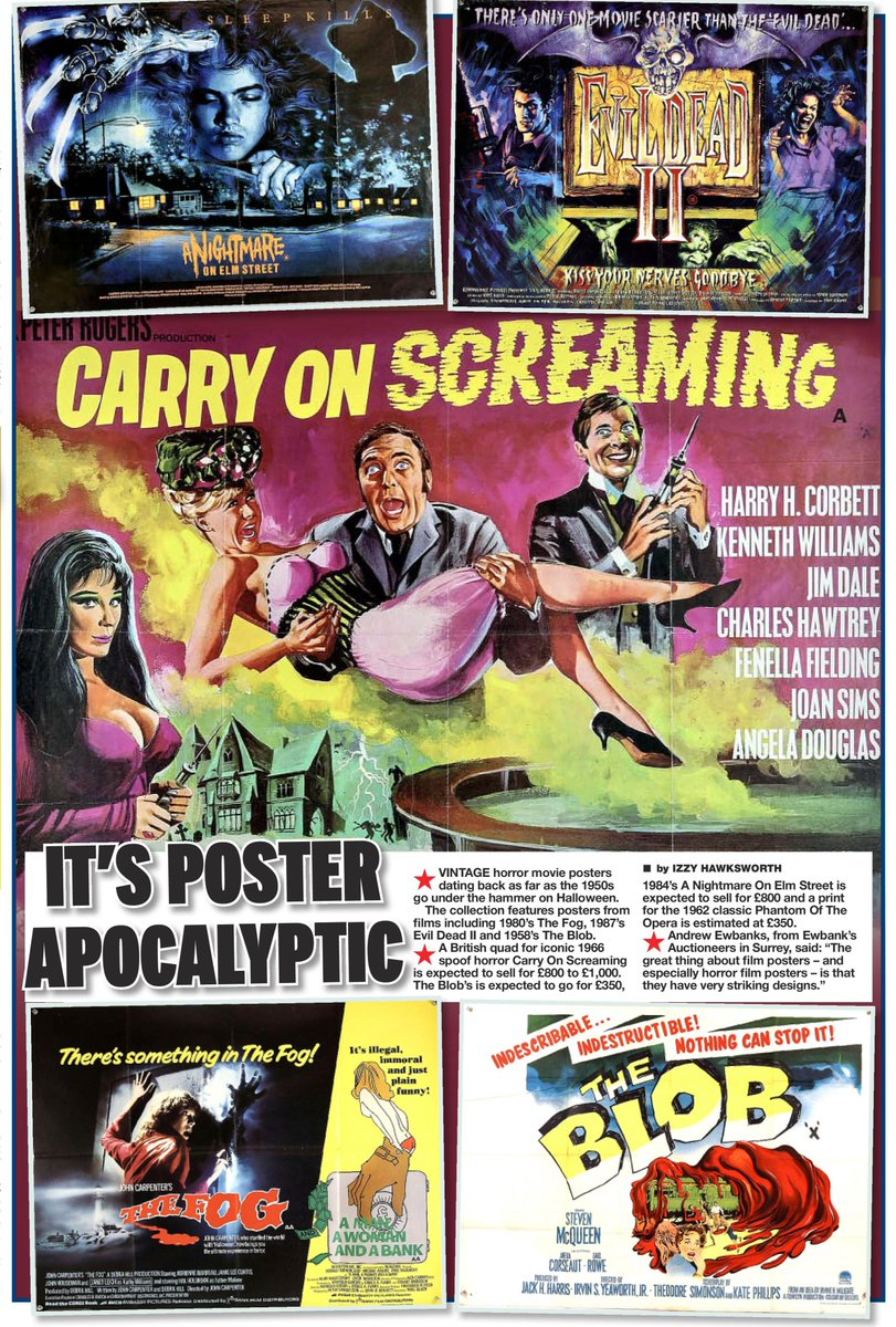 SWNS Leeds (@swnsleeds) on Twitter photo Vintage horror movie posters dating back as far as the 1950s go under the hammer on Halloween.
The collection features posters from films including 1980's The Fog, 1987's Evil Dead II and 1958's The Blob.
<a href="/izzy_hawksworth/">Izzy Hawksworth</a> Vintage horror movie posters dating back as far as the 1950s go under the hammer on Halloween.
The collection features posters from films including 1980's The Fog, 1987's Evil Dead II and 1958's The Blob.
<a href="/izzy_hawksworth/">Izzy Hawksworth</a>