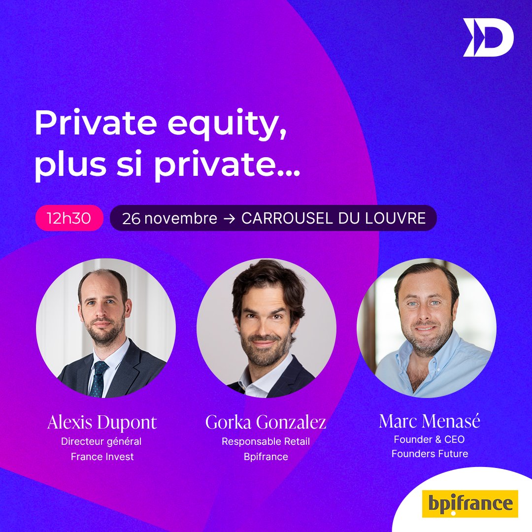 Investir Day (@investirday) on Twitter photo Le "private equity", investissement dans des sociétés non cotées, n'est plus réservé à l'élite ! 🎉
On aborde le sujet avec Alexis Dupont (<a href="/FranceInvestEU/">France Invest</a>), Gorka Gonzalez (<a href="/Bpifrance/">Bpifrance</a> ) et <a href="/marcmenase/">Marc Menasé</a> (<a href="/foundersfuture/">Founders Future</a>) sur #InvestirDay
📝 Pour s'inscrire : event.investirday.fr/?utm_source=Re… Le "private equity", investissement dans des sociétés non cotées, n'est plus réservé à l'élite ! 🎉
On aborde le sujet avec Alexis Dupont (<a href="/FranceInvestEU/">France Invest</a>), Gorka Gonzalez (<a href="/Bpifrance/">Bpifrance</a> ) et <a href="/marcmenase/">Marc Menasé</a> (<a href="/foundersfuture/">Founders Future</a>) sur #InvestirDay
📝 Pour s'inscrire : event.investirday.fr/?utm_source=Re…