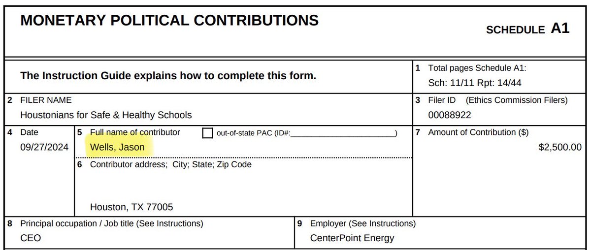 Centerpoint CEO Jason Wells wrote the pro-school bond PAC a check for $2,500
