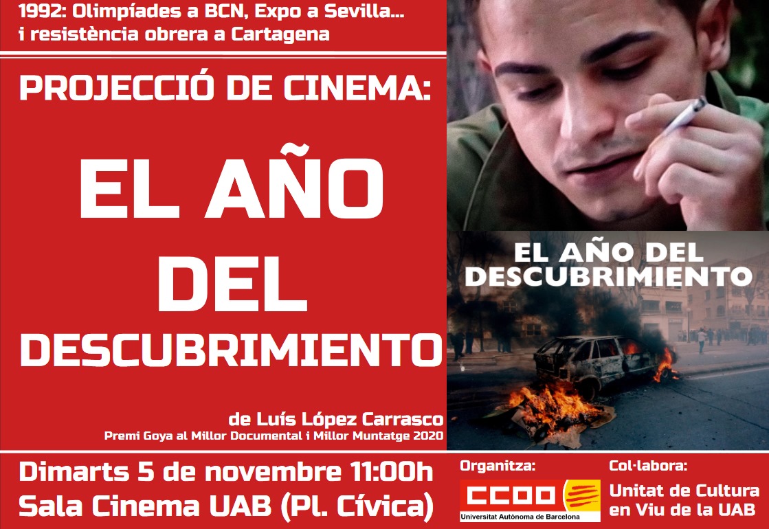 1992: Olimpíades, Expo i certa majoria d'edat democràtica. Però també resistència a Cartagena contra el tancament d'indústries. Aquest documental en recull els principals testimonis: la memòria que encara perdura. <a href="/ccoouab/">CCOO UAB</a> projecta dimarts 5N aquest Goya 2020 al millor documental