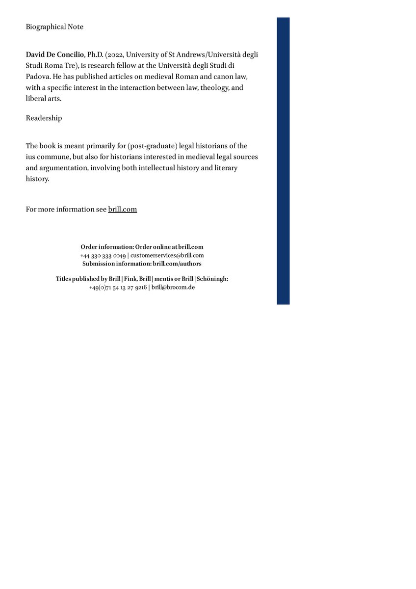 Civil Law, Common Law, Customary Law in Europe (@clclcl_europe) on Twitter photo Congratulations to former project doctoral student <a href="/DavidDeConcilio/">David De Concilio 🐀</a> on the publication of his first monograph: 'The Perpendiculum: Presumptions and Legal Arguments in the 12th Century' <a href="/Brill_History/">Brill History</a> <a href="/Brill_Law/">Brill Law ➡️ LinkedIn</a>
Link to order yourself a copy in the tweet below 👇 Congratulations to former project doctoral student <a href="/DavidDeConcilio/">David De Concilio 🐀</a> on the publication of his first monograph: 'The Perpendiculum: Presumptions and Legal Arguments in the 12th Century' <a href="/Brill_History/">Brill History</a> <a href="/Brill_Law/">Brill Law ➡️ LinkedIn</a>
Link to order yourself a copy in the tweet below 👇