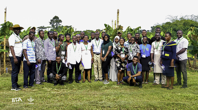 IITA_CGIAR's tweet image. An #ongoing 10 day training on #plantain breeding by the IITA Plantain Breeding Program is designed to build the capacity of @NihortNG staff at the institute's headquarters in Ibadan. 
This is in line with IITA's efforts to strengthen the capacity of national systems in #Nigeria