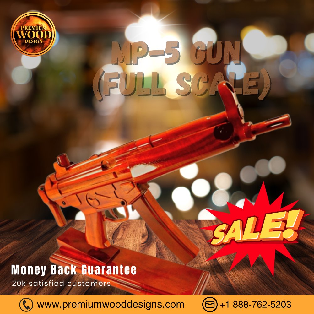 design64713's tweet photo. Explore our Woodcraft MP-5 Gun! 🔫 This beautifully crafted replica showcases intricate details and quality craftsmanship, making it a must-have for collectors and enthusiasts alike. Get yours today!

#Woodcraft #MP5 #premiumwooddesigns https://t.co/X6x4nrmahb