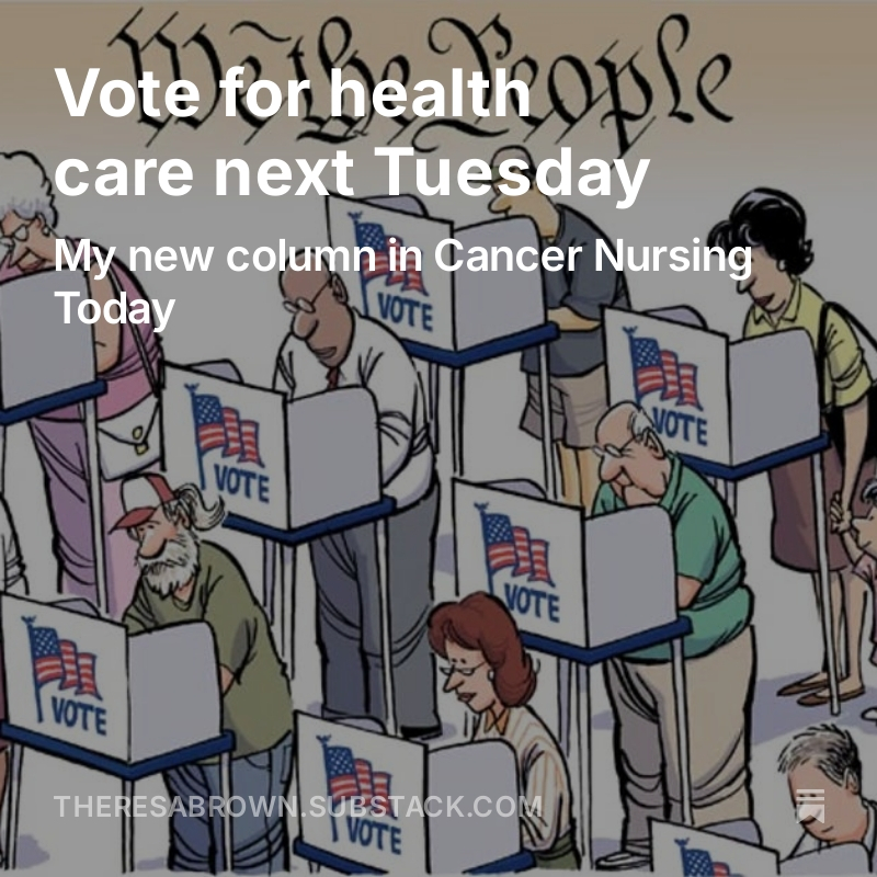TheresaBrown (@theresabrown) on Twitter photo New <a href="/SubstackInc/">Substack</a> newsletter with a simple message: When you vote next Tuesday, vote for #healthcare We all know someone who has a pre-existing condition, works freelance, or has adult kids who need health insurance. The ACA protects all those people.
theresabrown.substack.com/p/vote-for-hea⦠New <a href="/SubstackInc/">Substack</a> newsletter with a simple message: When you vote next Tuesday, vote for #healthcare We all know someone who has a pre-existing condition, works freelance, or has adult kids who need health insurance. The ACA protects all those people.
theresabrown.substack.com/p/vote-for-heaā¦