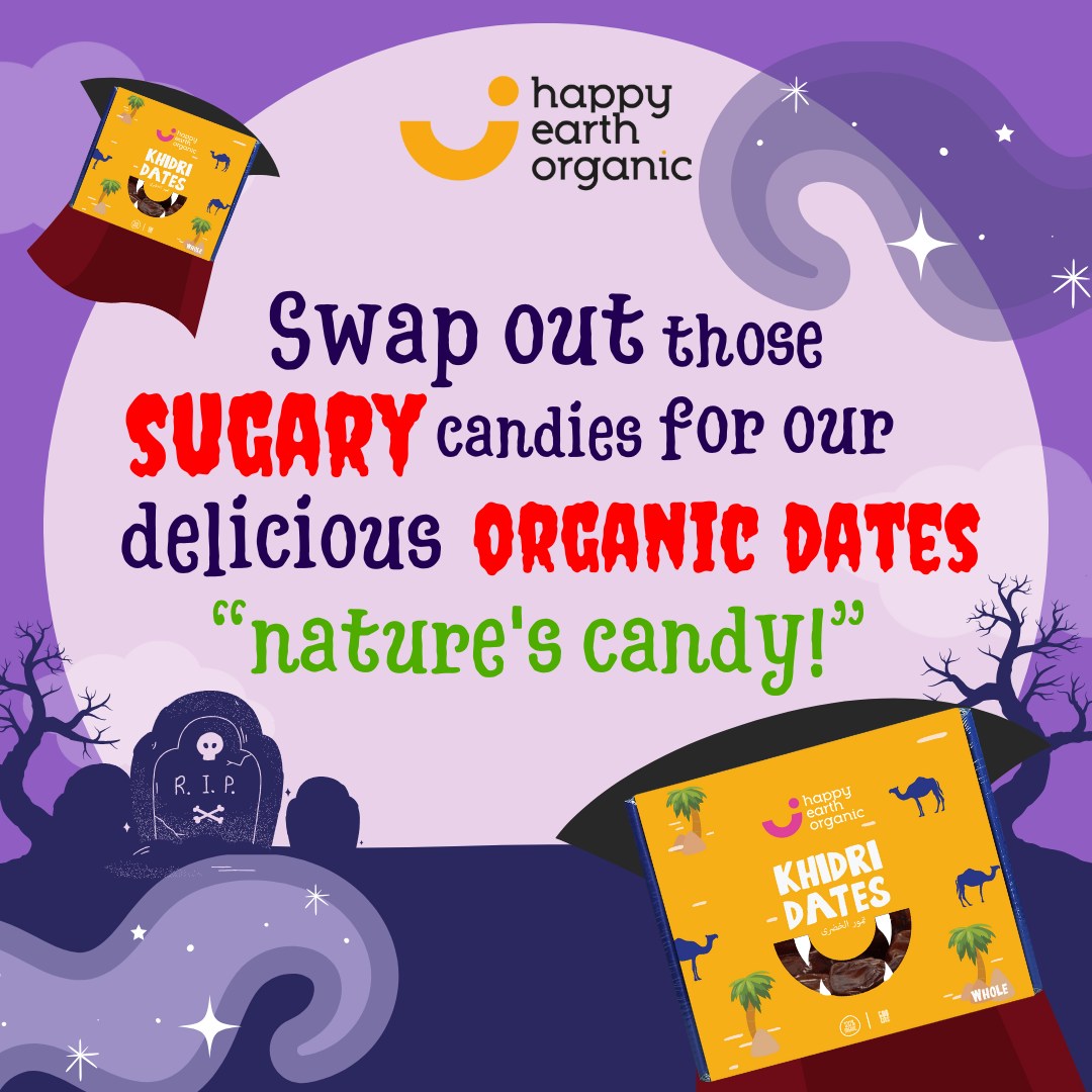 HEO_Organic's tweet photo. This Halloween, let’s make a spooky-good swap! 🎃👻 Ditch the sugary sweets and treat yourself to our delicious organic dates – nature’s very own candy. 🍬

 #HalloweenTreats #HealthyHalloween #OrganicDates #NaturesCandy #HealthyLifestyle https://t.co/REt00BuWf1