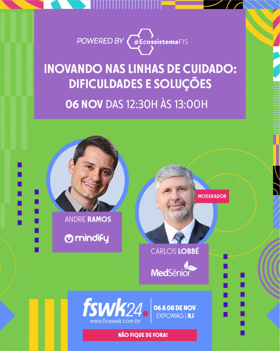 wemindify's tweet photo. Linhas de cuidado são essenciais para a geração de valor na Saúde, mas são de difícil implementação. Durante a #fswk24, André Ramos,  CEO da @wemindify , e Carlos Lobbé, diretor da @MedSênior, trarão soluções para implementação de linhas de cuidado. Participe. @iniciativafis https://t.co/jd86A0UFUZ