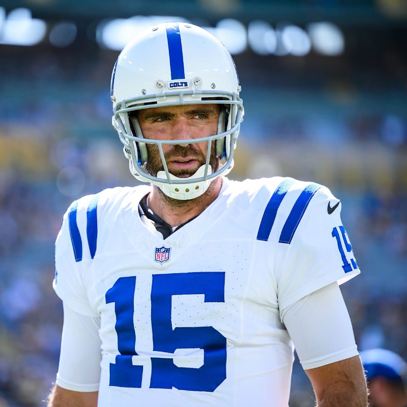 Colts's tweet photo. Per Coach Steichen, Joe Flacco will start at quarterback "going forward."
