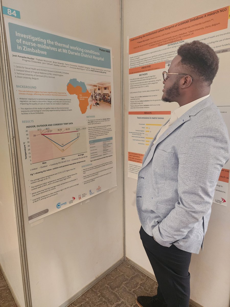 Josh_Rusike's tweet photo. Attending the inaugural #CHAC2024🇿🇼 conference. I had the pleasure of presenting my poster titled "Investigating the thermal working conditions of nurse-midwives at Mt Darwin District Hospital in Zimbabwe" excited to be in the knowledge generation of climate health research. https://t.co/AAUAlePTFk