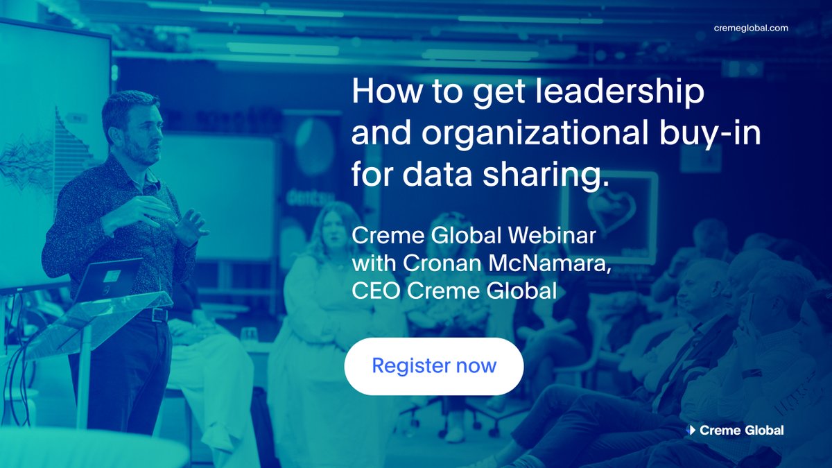 cremeglobal's tweet photo. Join us tomorrow (Thursday) for an engaging webinar where Cronan McNamara will explore how organizations can overcome common objections and secure leadership buy-in for data sharing. 

https://t.co/y7ia4RXMyZ

This webinar will be recorded and sent to those who register. https://t.co/dp96BS8MnW