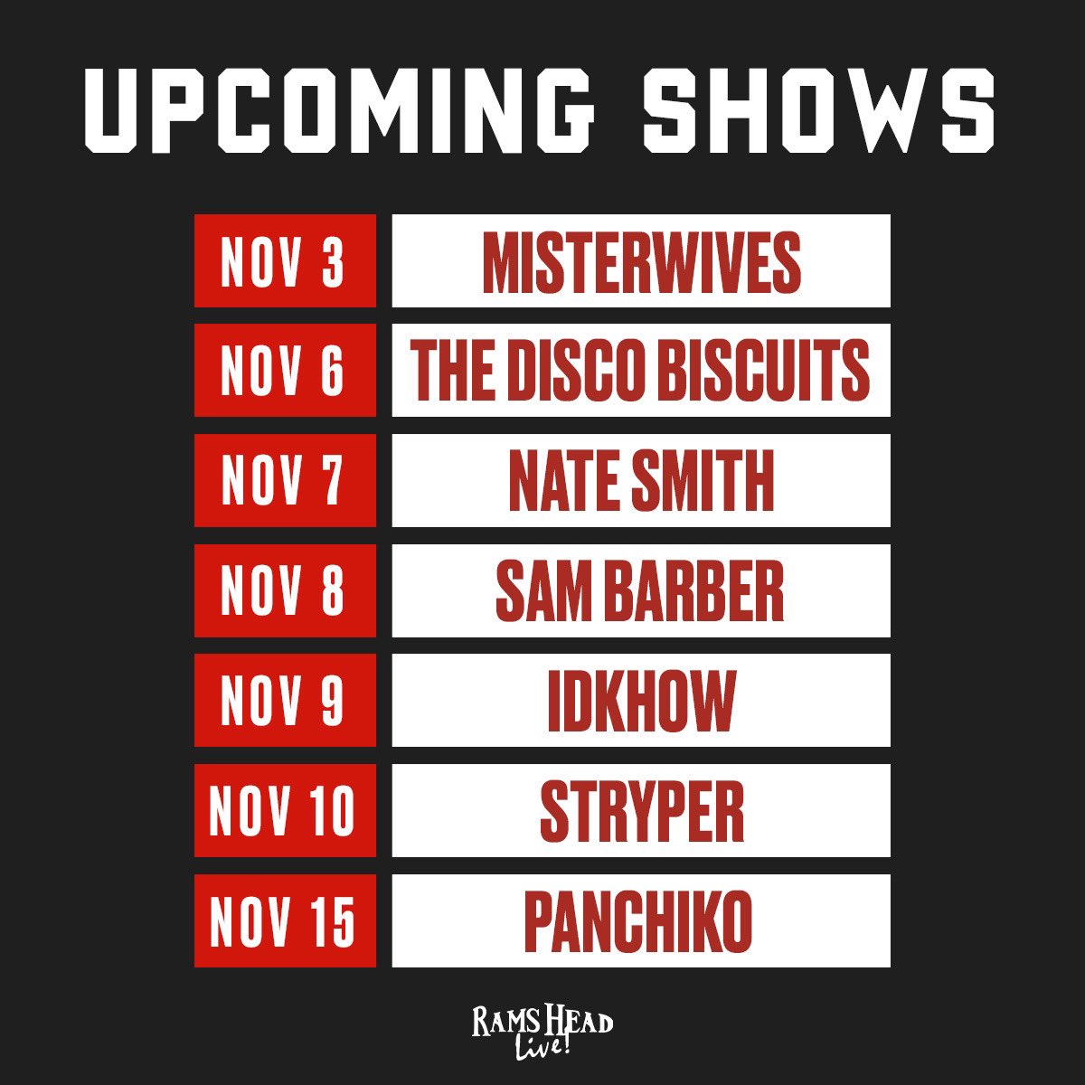 lotsss of shows happening in the next few weeks! see you there? 👀