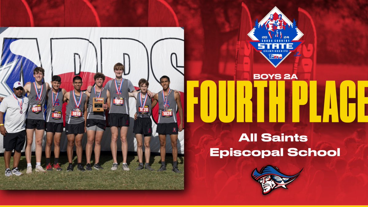 Congratulations to All Saints Episcopal School, your TAPPS 2024 Cross Country 2A Boys 4th Place State Team!!