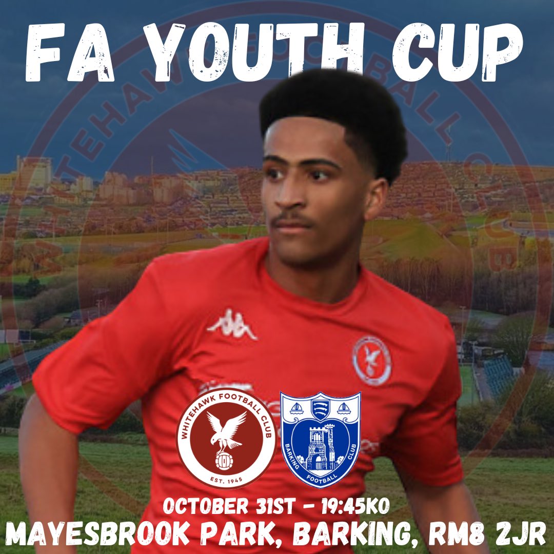 🏆 FA YOUTH CUP 1ST ROUND 🏆

The Hawks continue our brilliant FA Youth Cup run tomorrow night away vs Barking FC. 

Having won 4 games to get to the first round proper the young Hawks find themselves against last years 3rd round opponents for a place in the 2nd round

#COYH 🦅